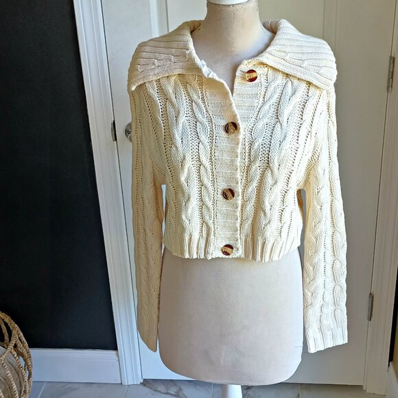 NWOT! MABLE CHUNKY CROPPED CARDIGAN SWEATER - Picture 1 of 5